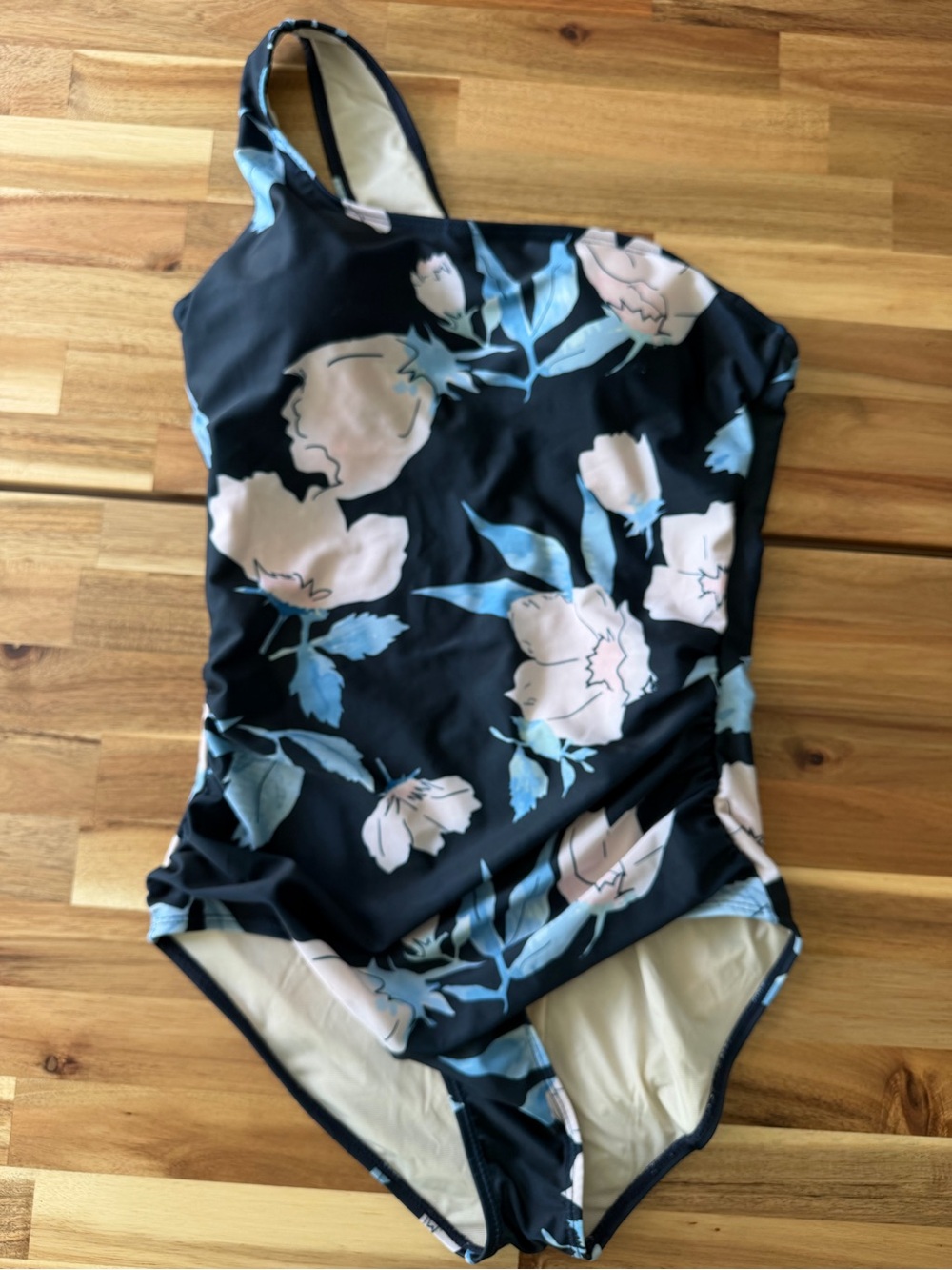 Nani Midnight Floral Cascade One Piece One Shoulder Swimsuit